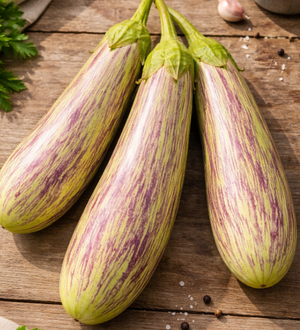Long Purple Striped Brinjal Seeds (Shivlaheri Type)