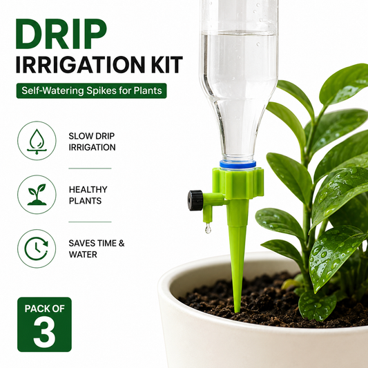 Drip Irrigation Kit for Home Garden | Self-Watering Plant Spikes | Automatic Watering Device | Adjustable Water Flow | Pack of 3